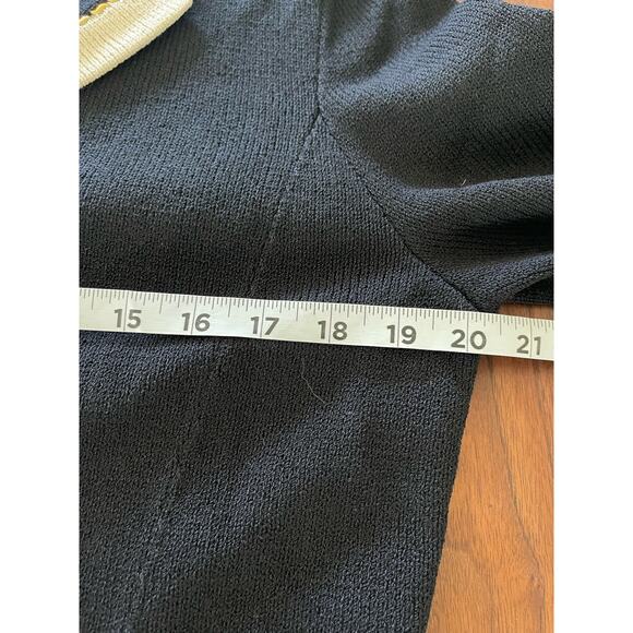 J.S.S knit wear jacket blazer small black cream wool blend button up classic - Picture 11 of 12